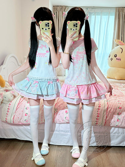 Bunny Planet - Bear Embroidered Suspender Dress overall bunnyplanet