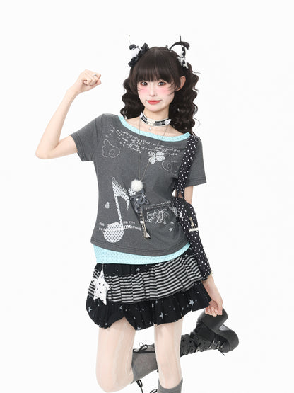 Languid Park - Rhinestone Layered Tee shirt Languid Park