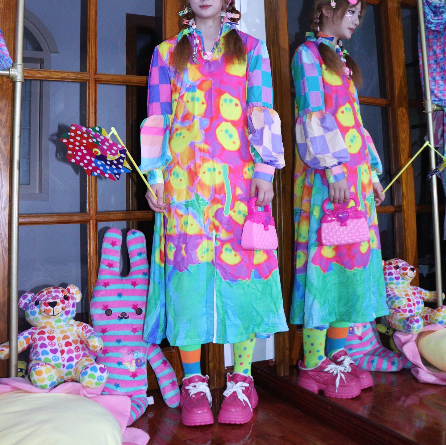 LEERROO - Clown Dot Print Midi Dress dress Leerroo