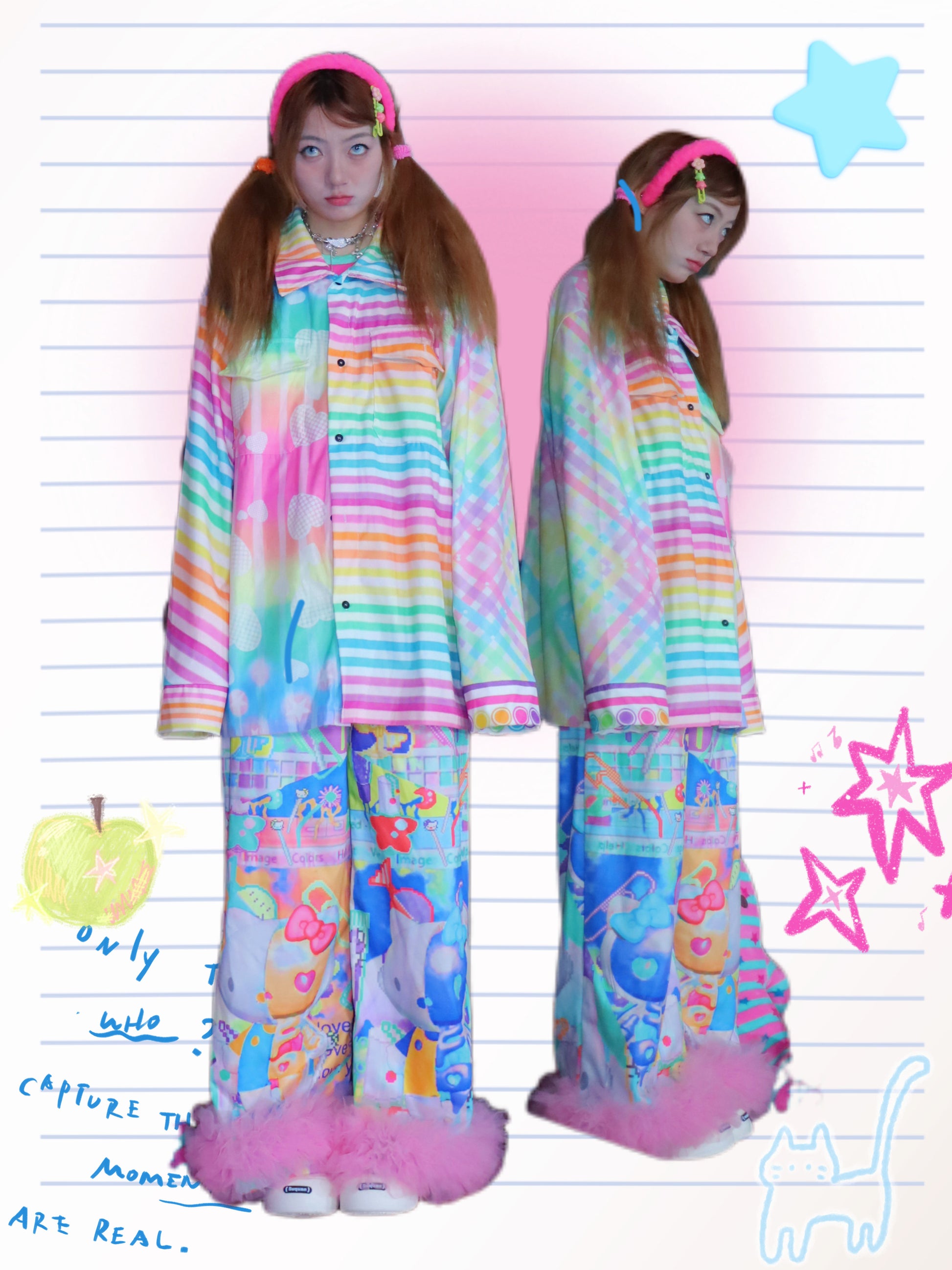 LEERROO - Rainbow Stripe Corduroy Shirt shirt Leerroo