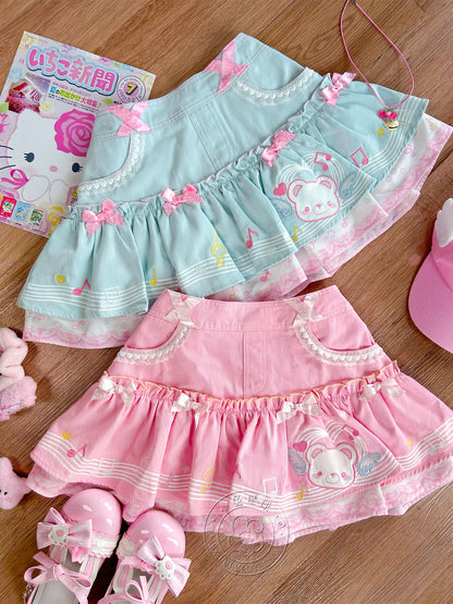 Bunny Planet - Bear Embroidered Suspender Dress overall bunnyplanet