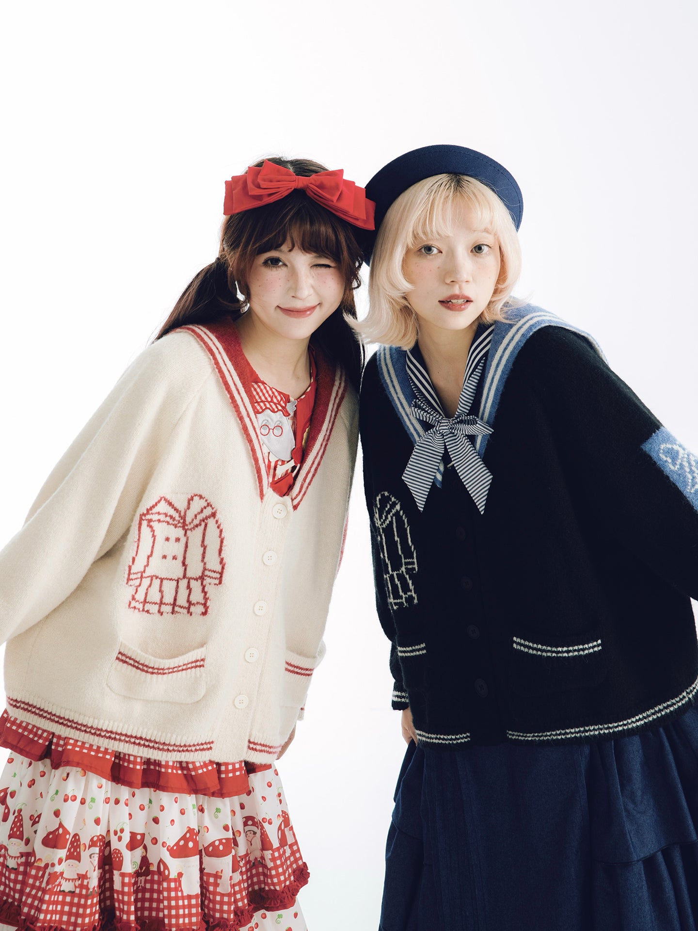 Meugler - Kawaii Knit Cardigan Sailor Collar Scissor Sweater cardigan Meugler