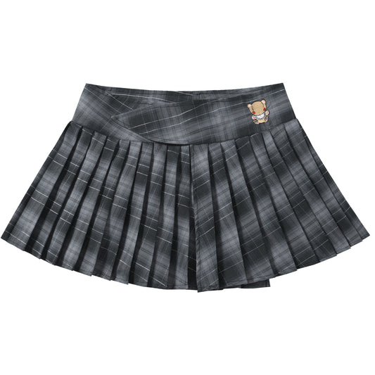 BlackBerry – Grey Plaid Pleated Skirt skirt BlackBerry
