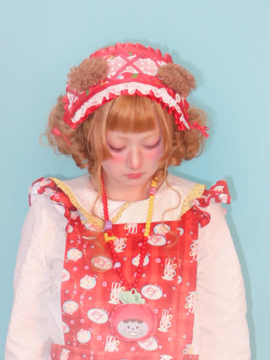 LULULULU - Kawaii Lolita Lace Red Bear Ears Headband headband LULULULU