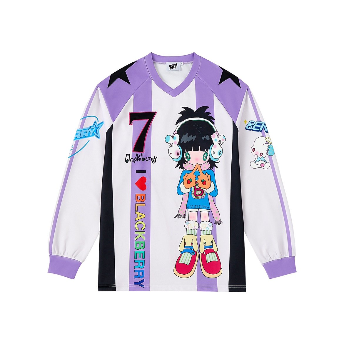 BlackBerry - Decora Kei Anime Jersey shirt BlackBerry