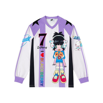 BlackBerry - Decora Kei Anime Jersey shirt BlackBerry