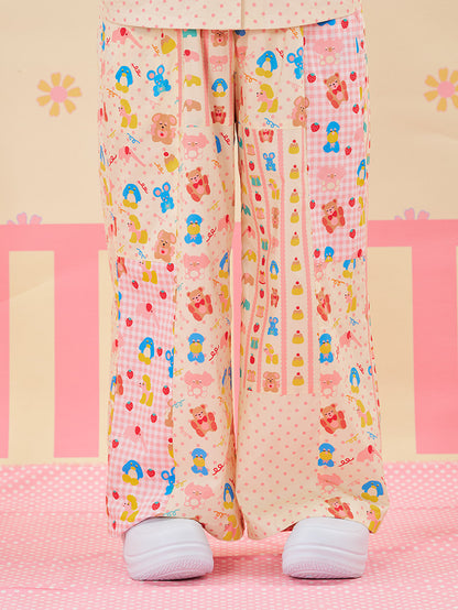 NIKKOU - Patchwork Contrast Wide Pants pants Nikkou home