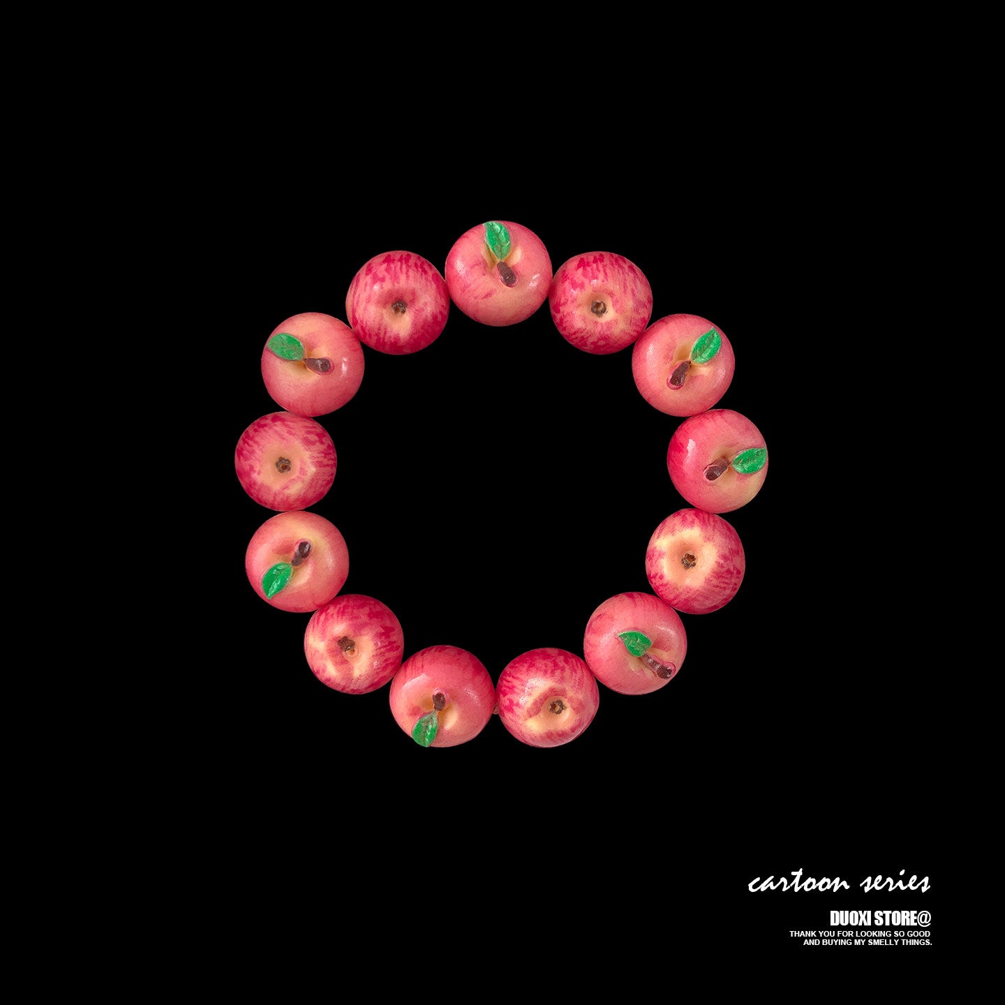 Duoxi - Kawaii Lucky Apple Fruit Charm Beaded Bracelet bracelet DuoXi