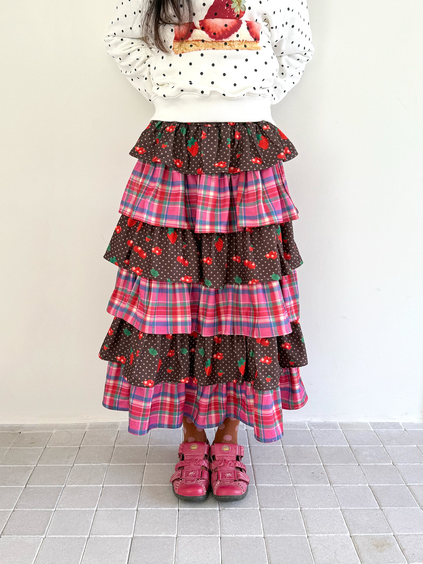 FRUITS - Kawaii Layered Plaid Cake Skirt skirt Fruits