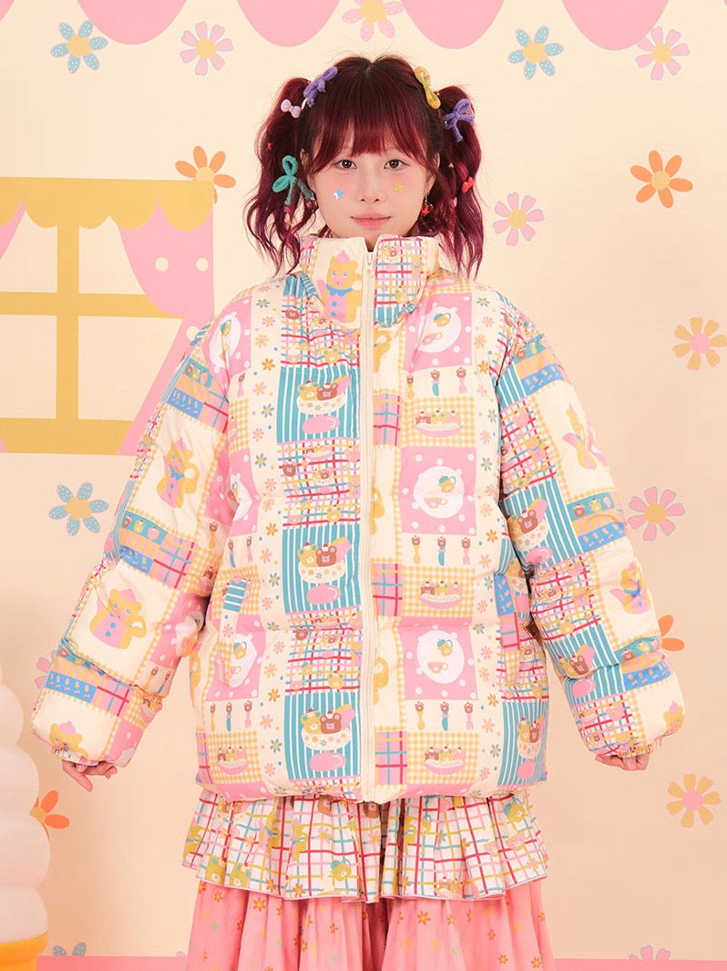 NIKKOU - Kawaii White Duck Down Puffer Coat jacket Nikkou home S
