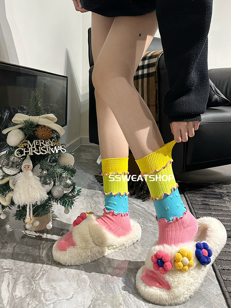 SSWEAT Dopamine Patchwork Dot Socks | Layered Decora Kei Socks socks SSWEAT