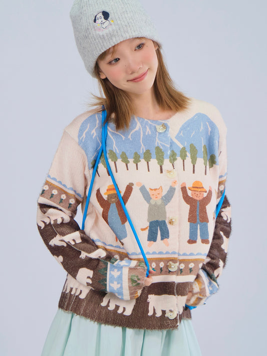 MeowMeow Bug - Kawaii Cat Farm Knit Cardigan