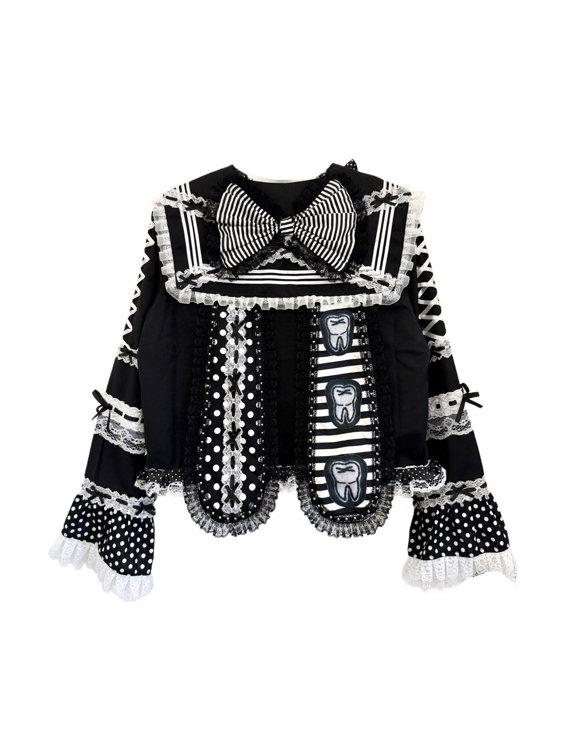 Red Devil - Black White Polka Dot Sailor Set shirt Red Devil Only Top S