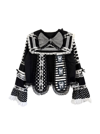 Red Devil - Black White Polka Dot Sailor Set shirt Red Devil Only Top S