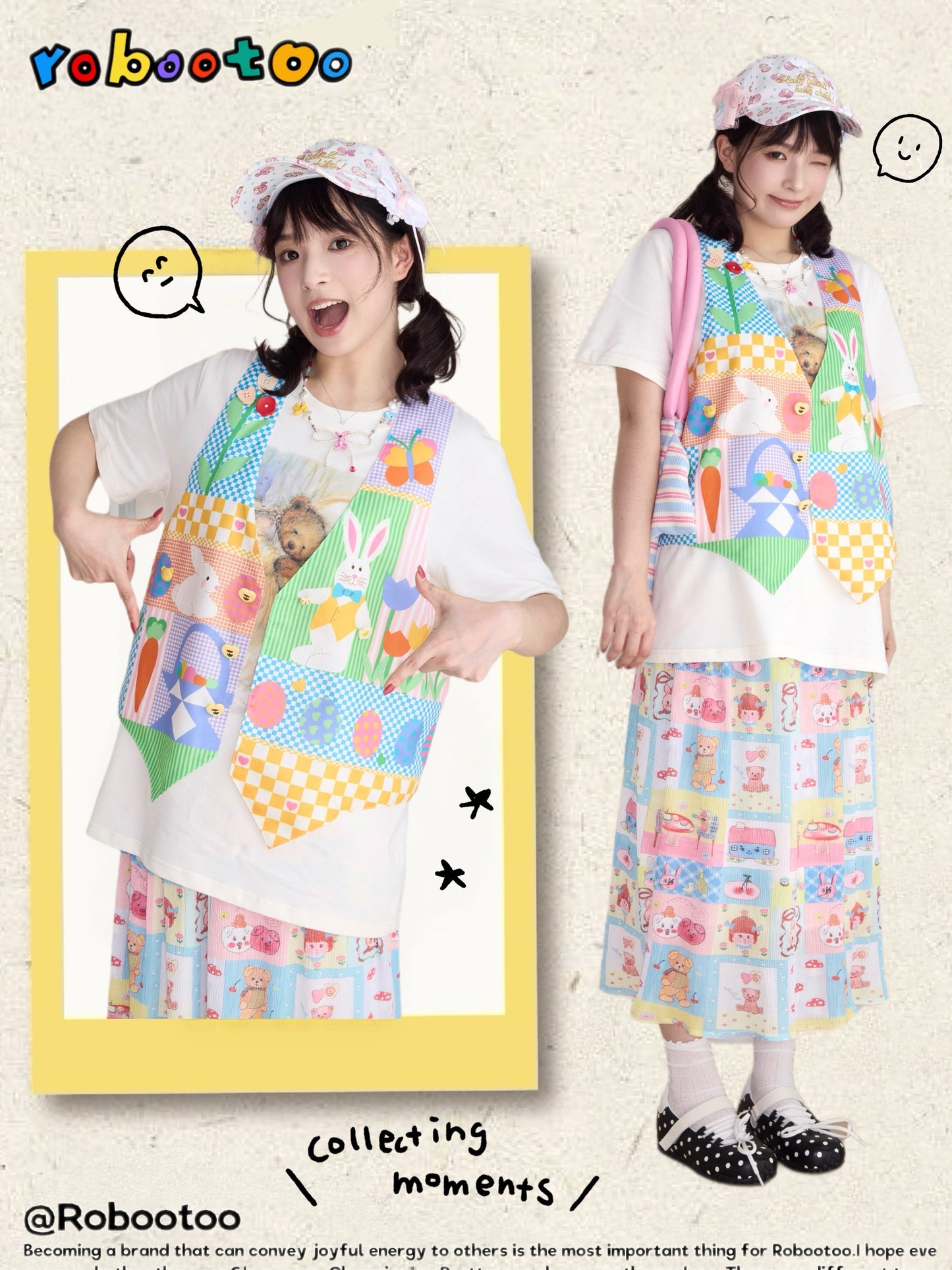 Robootoo - Pastel Print Loose Vest Top vest Robootoo