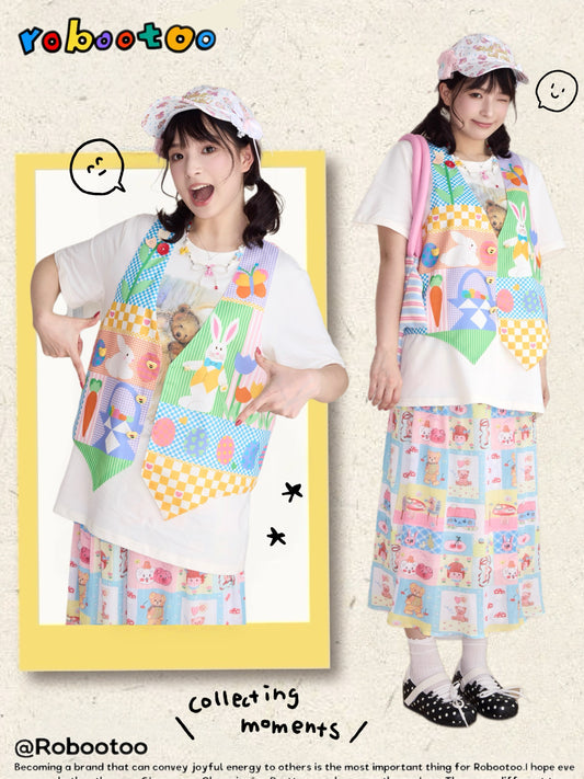 Robootoo - Pastel Print Loose Vest Top vest Robootoo