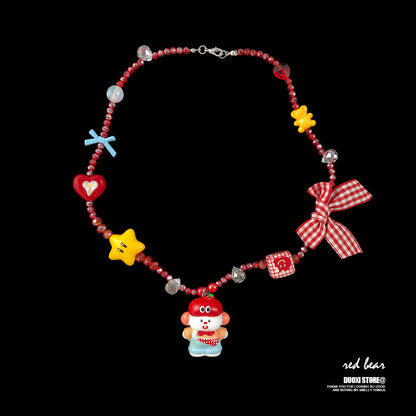 DuoXi - Kidcore Bow Star Bead Necklace necklace DuoXi