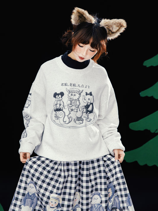 Meugler - Kawaii Sweatshirt Grey Speckled Asymmetric Sweatshirt sweatshirt Meugler