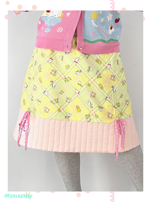 shishihshop - Kawaii Padded Drawstring Skirt skirt shishihshop