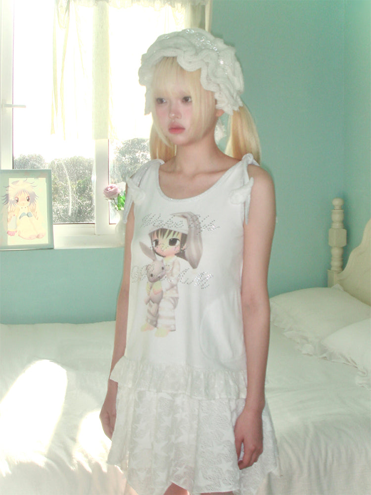 Hashtag DDD – White Wing Ruffle Tank Top | Rhinestone Spaghetti Strap Top camisole Hashtag DDD