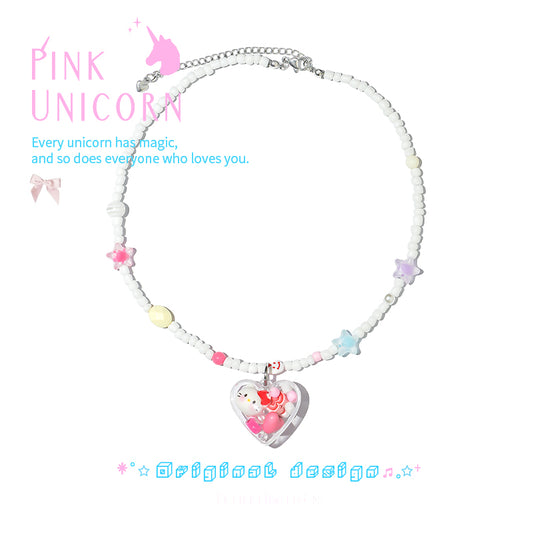 Pink Unicorn - Cute Kitty Y2K Pendant Necklace necklace pink unicorn
