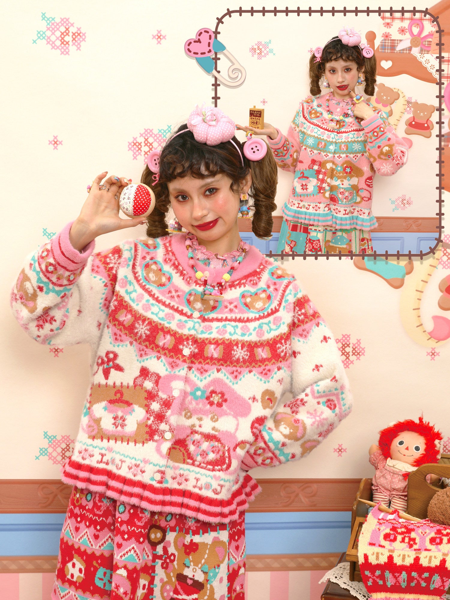 Lutra Jump - Decora Fair Isle Knit Cardigan cardigan Lutra Jump