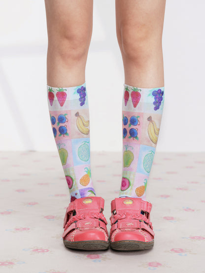 FRUITS - Fruit Print Mid-Calf Socks sock Fruits