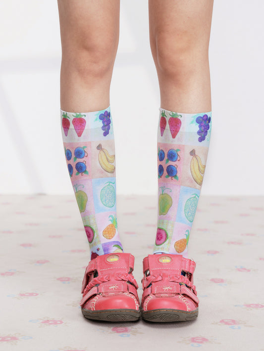 FRUITS - Fruit Print Mid-Calf Socks sock Fruits