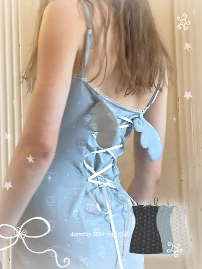 Harajuku Dress Cute Bear Dress Polka Dot Print Strap Dress dress daytoday everyday institute