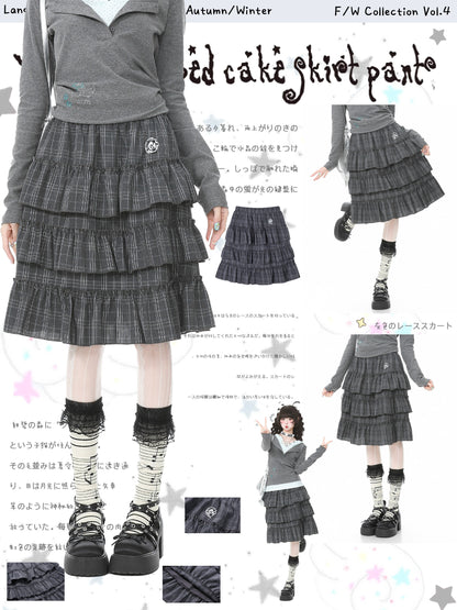 Languid Park - Plaid Ruffle Embroidered Skirt skirt Languid Park