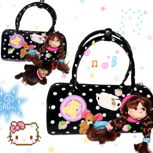Hottie - Y2K Black Polka Dot Mini Pillow Bag