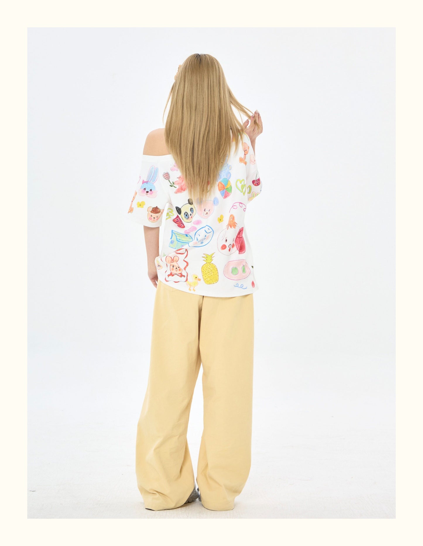 Robootoo - White Bear Tea Party Off-Shoulder T-Shirt tshirt Robootoo