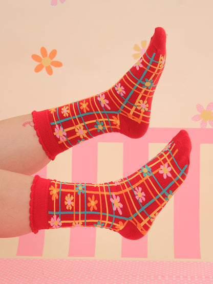 NIKKOU - Kawaii Knit Socks Colorful Flower Mid-Calf Japanese socks Nikkou home