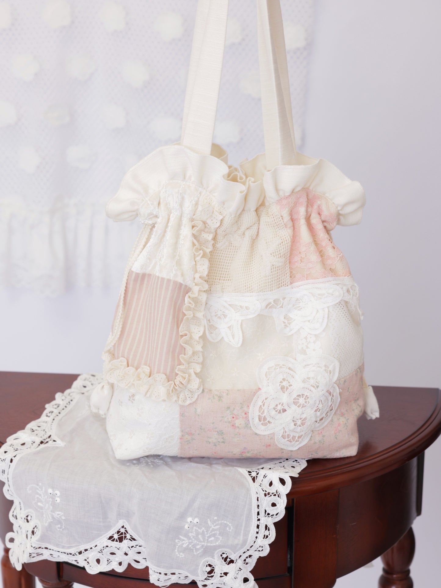 SemenCoicis - Floral Patchwork Drawstring Bag bag SemenCoicis