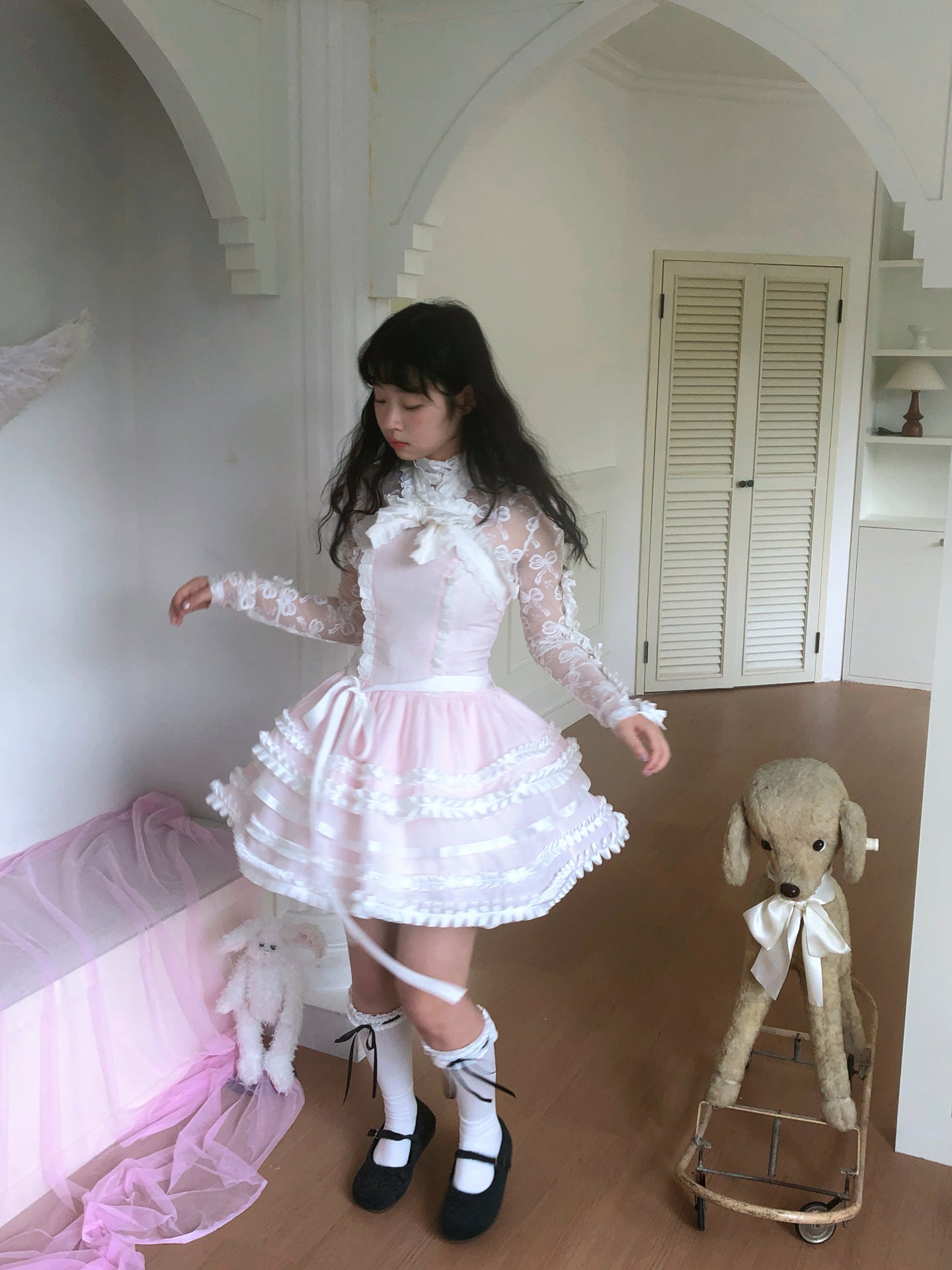 Daytoday Everyday Institute – Layered Ruffle Bow Cake Dress dress daytoday everyday institute