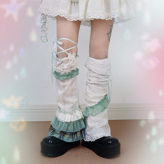 Decora Kei Patchwork Leg Warmers – Asymmetric Stackable leg warmmers Disorder