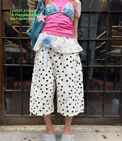 loveplayshop - Vintage Polka Dot Straight Leg Capri Pants pants loveplay