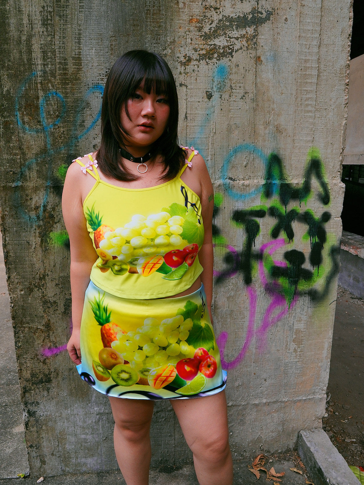 HotNipplesClub - Tropical Fruit Satin Skirt skirt Hot Nipples Club