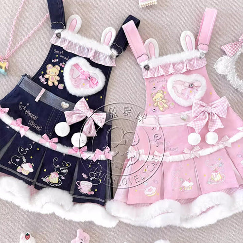 Bunny Planet - Cream Donut Bunny Suspender Dress dress bunnyplanet