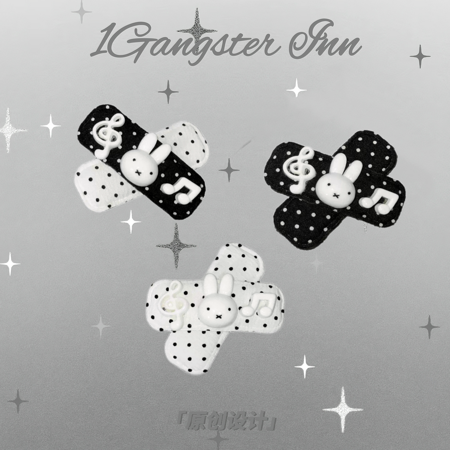 1Gangster Inn - Polka Dot Miffy Rabbit Hair Clip hair clip 1GASTERINN