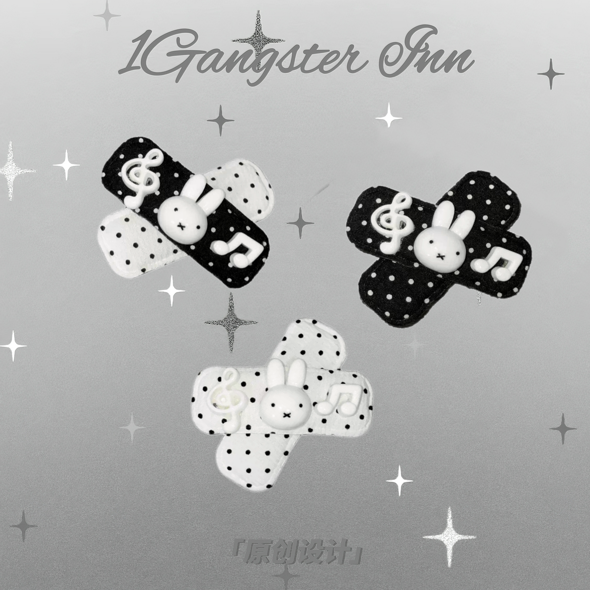 1Gangster Inn - Polka Dot Miffy Rabbit Hair Clip hair clip 1GASTERINN