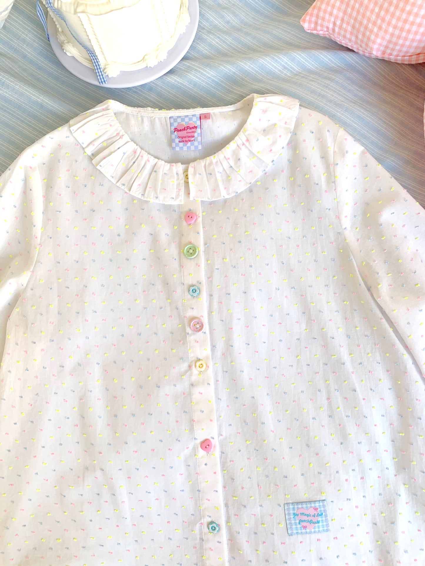 Peach Party - White Colorful Button Cardigan