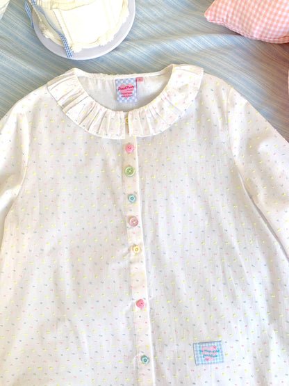 Peach Party - White Colorful Button Cardigan