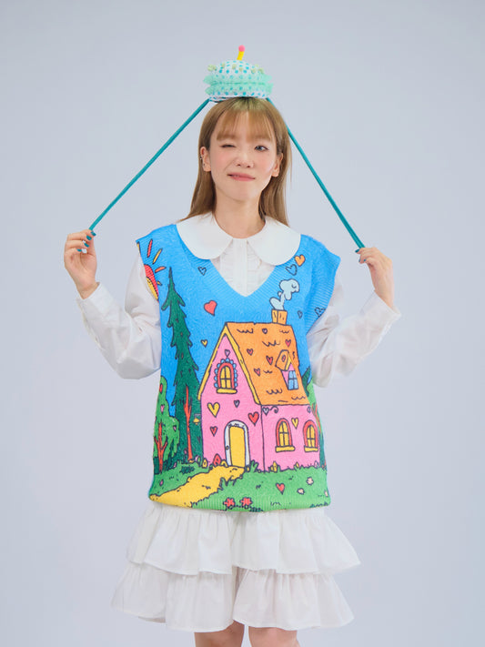 MeowMeow Bug - Kidcore Cat Girl Knit Vest Soft Fuzzy Sleeveless Top