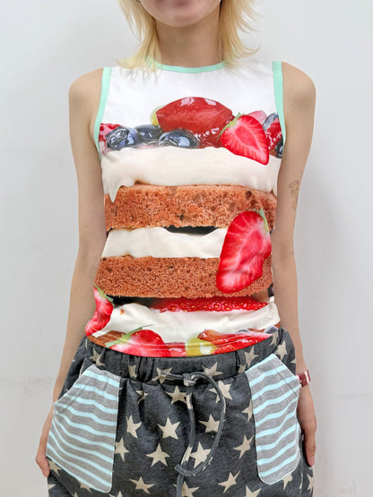 FRUITS - Strawberry Cake Print Tank Top camisole Fruits