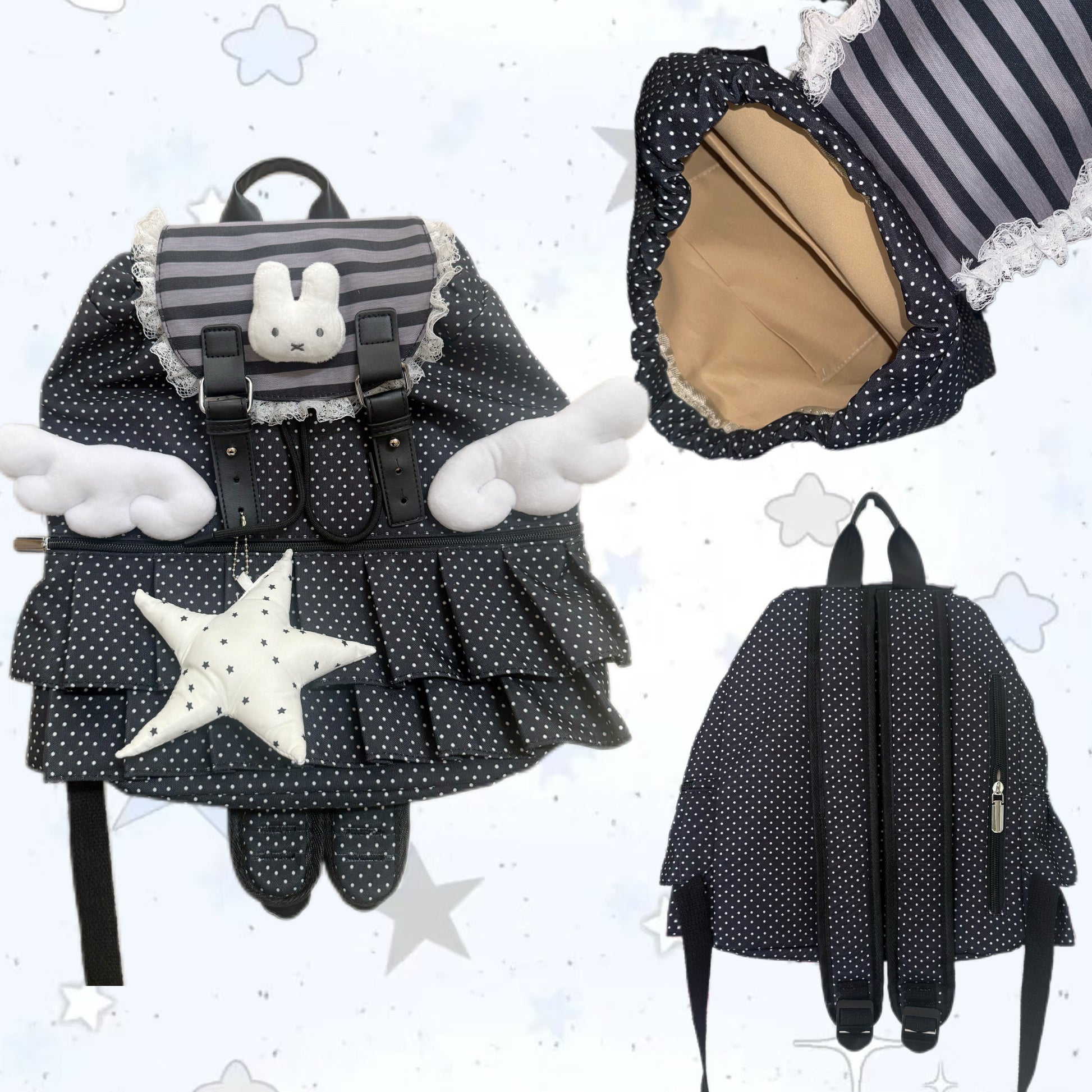 Hottie - Polka Dot Colorblock Drawstring Backpack bag Hottie