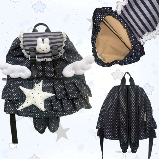 Hottie - Polka Dot Colorblock Drawstring Backpack bag Hottie