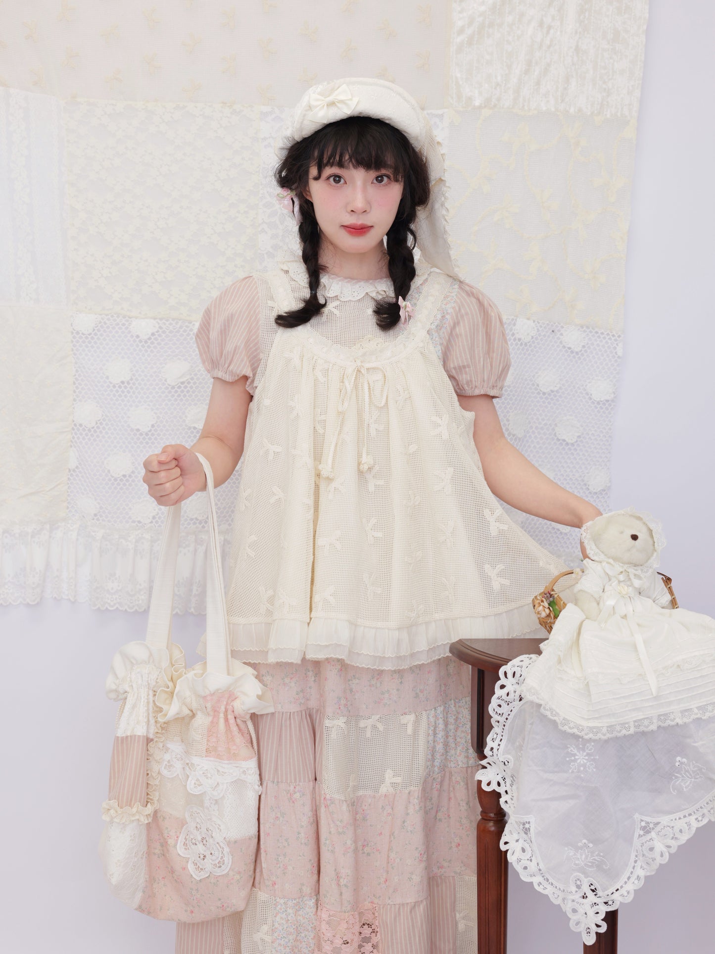 SemenCoicis - Lace Crochet Bow Camisole camisole SemenCoicis