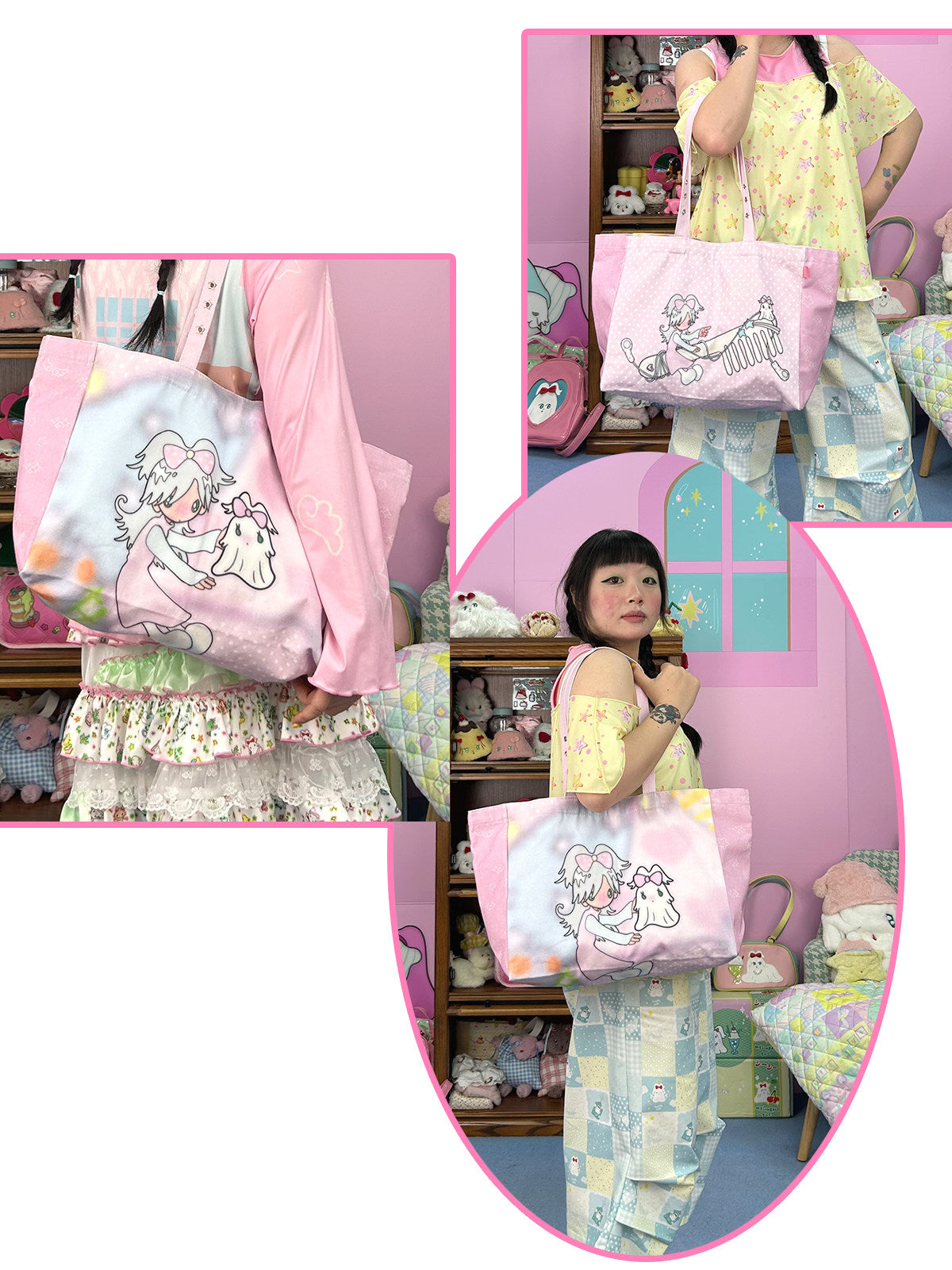 shishihshop - Kawaii Reversible Canvas Tote bag shishihshop