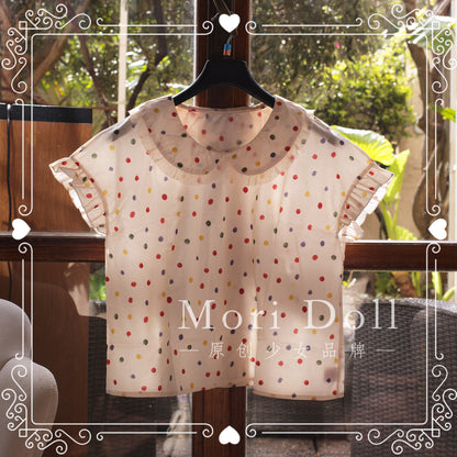 Mori Doll - Color Dot Cotton Lace Blouse shirt Mori Doll